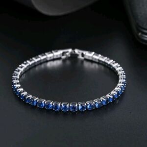 Blue Sterling Silver Tennis Bracelet